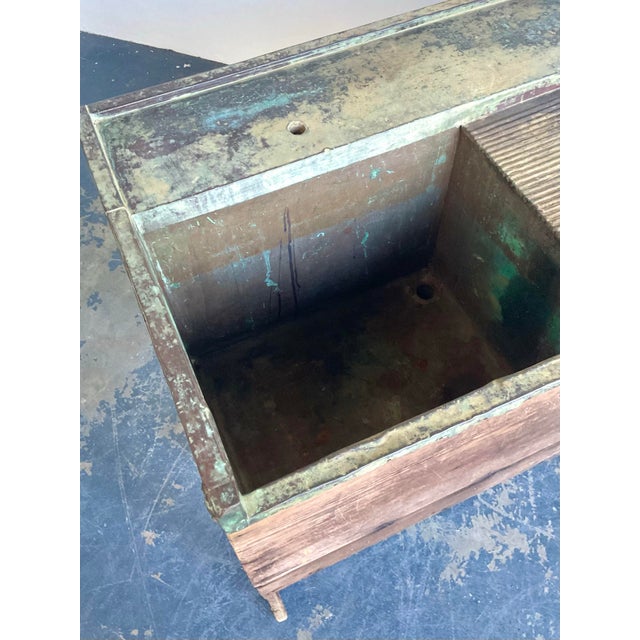 Vintage Primitive Patinated Copper Dry Sink For Sale - Image 4 of 12