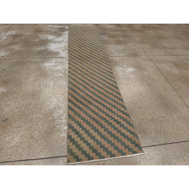 Forest Green Galerie Shabab Collection Turkish Anatolian Runner For Sale - Image 8 of 10