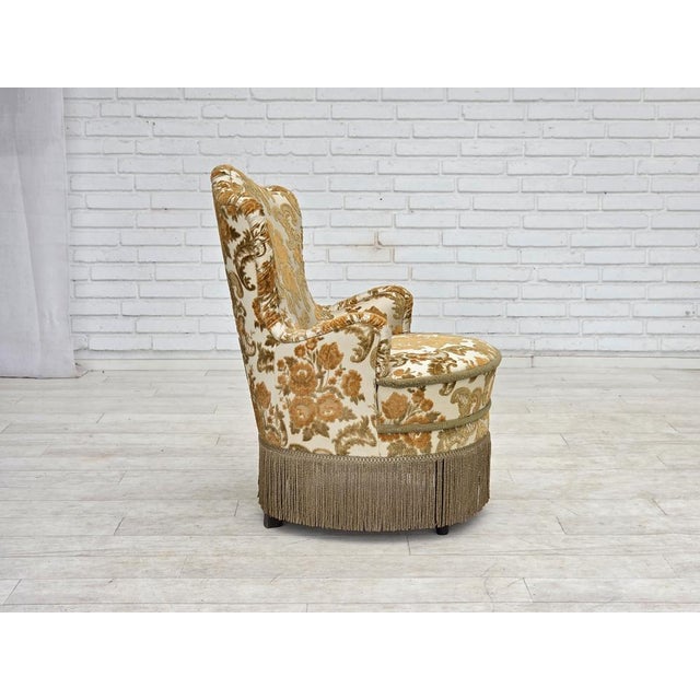 Small Danish Armchairs in Brown/Beige Furniture Fabric, 1970s, Set of 2 For Sale - Image 6 of 18