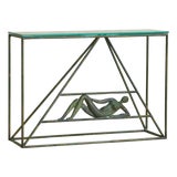 French Bronze Console Table Attributed to Jacques-Pierre Dufresne, 1950s For Sale