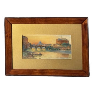 View of Rome, 1890s, Watercolor For Sale