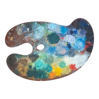 19th Century Artist Used Oil Palette With Rainbow Colors For Sale