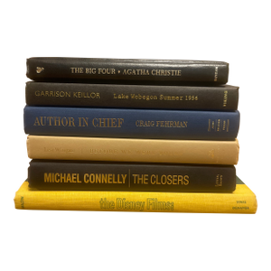 Set of 6 Curated Literary Book Stack in Black, Navy & Golden Yellow Tones