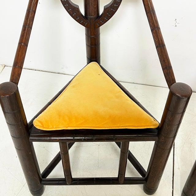 Circa Early 20th Century Antique Swedish Monk's Corner Chairs in Oak -- A Pair For Sale - Image 13 of 14