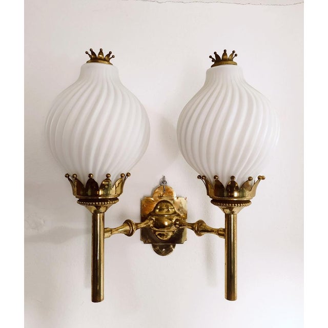 Large Wall Light in Glass and Brass by Angelo Lelli for Arredoluce, 1961 For Sale - Image 15 of 15
