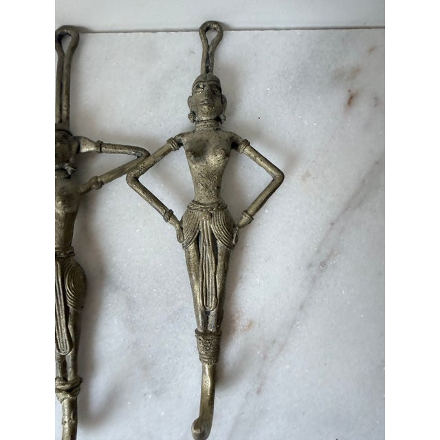 Set of 4 Tribal Serpent Goddess Wall Hooks Made of Brass For Sale In Greensboro - Image 6 of 18