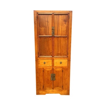 Narrow Linen Cabinet Honey Finish For Sale