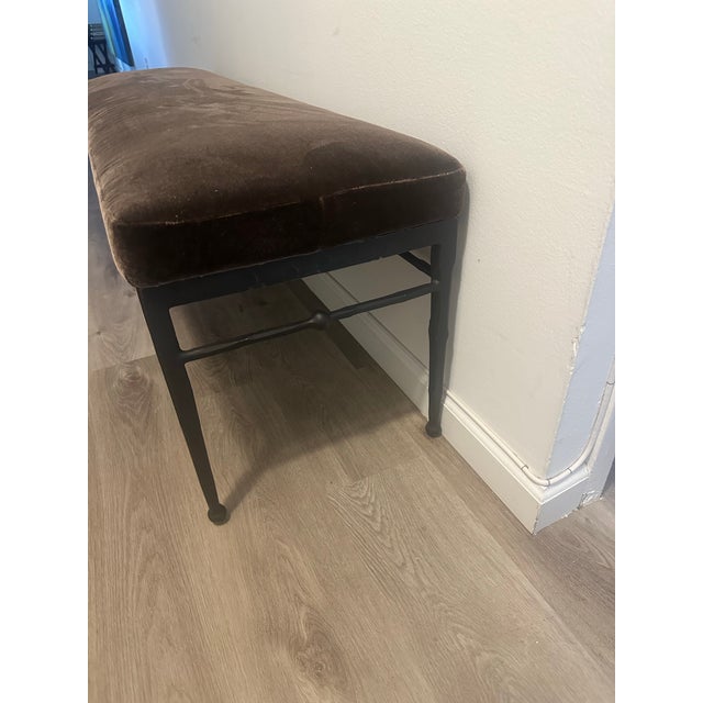 Beautiful Athena Calderone brown velvet + iron bench for Crate & Barrel. Purchased three years ago and rarely sat on. It...