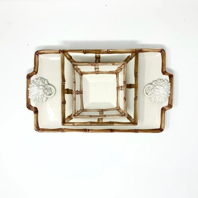 Hand Painted Bamboo Catchall Tray | Natural, Made in Italy For Sale - Image 4 of 4