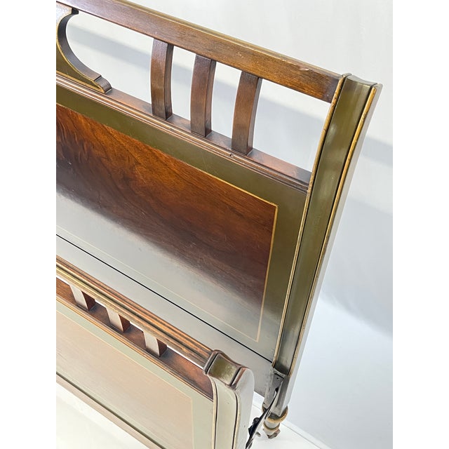 Neoclassical Sligh Grand Rapids Walnut Burl & Hand-Painted Full Bed For Sale - Image 9 of 18