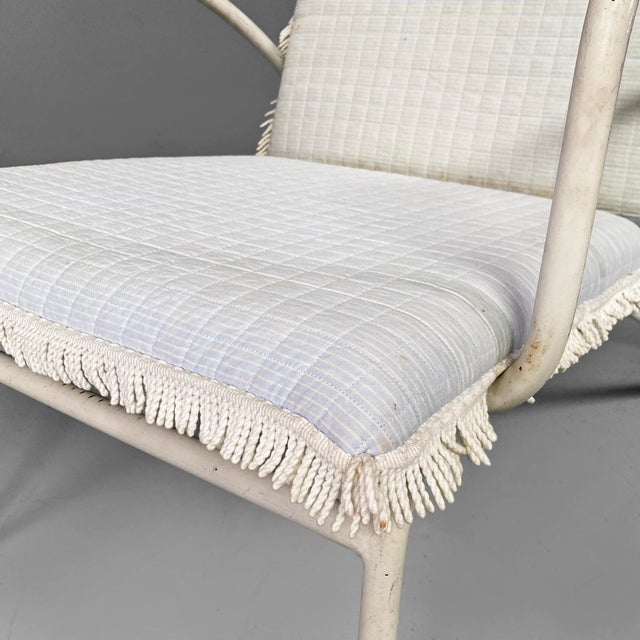 Mid-Century Italian White and Azure Iron Outdoor Lounge Chairs, 1960s, Set of 2 For Sale - Image 13 of 18