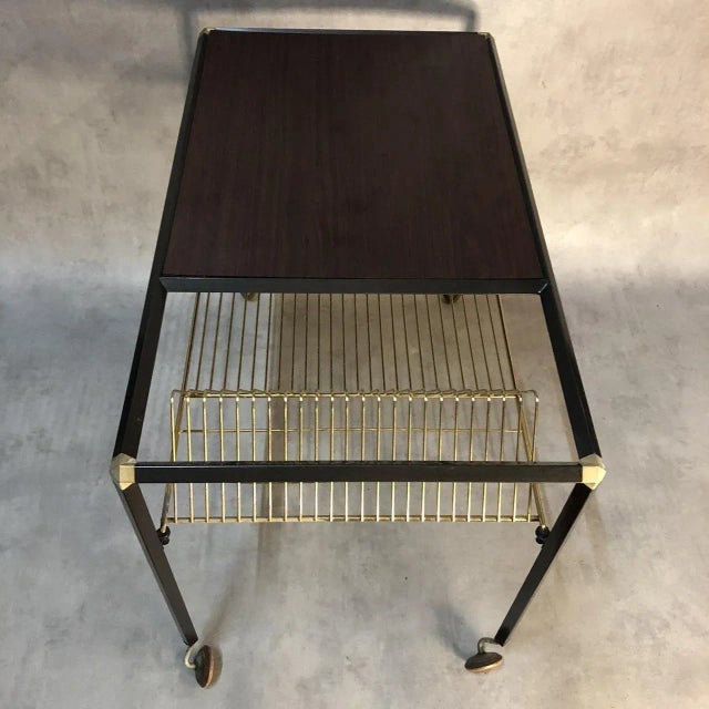 Black Vintage Industrial Iron Trolley, 1950s For Sale - Image 8 of 16