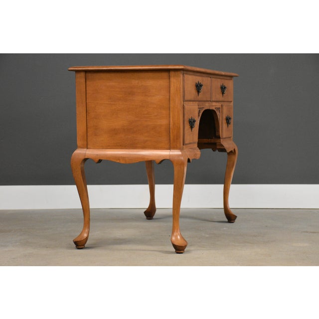 A solid maple four drawer lowboy dresser or vanity with brass batwing pulls and cabriole legs. Dovetail drawers. Excellent...