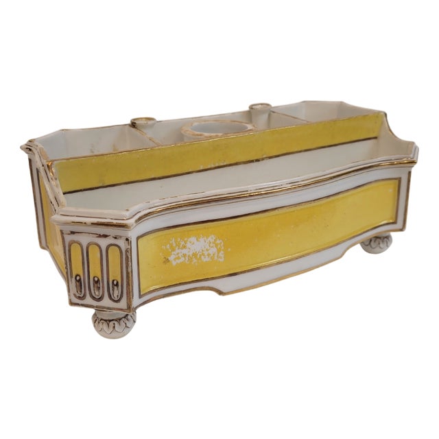 Yellow and Gold Writing Set in Porcelain, 1800s For Sale
