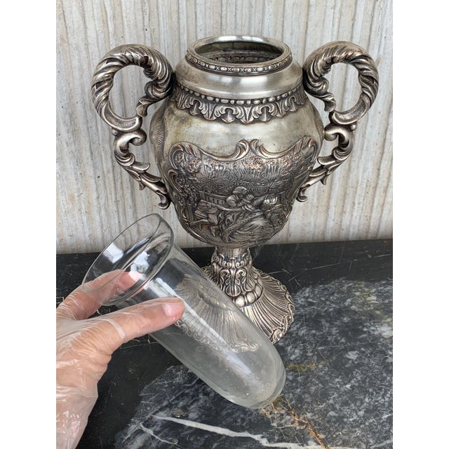 Antique Edwardian Sterling Silver Presentation Cup with Interior Glass For Sale In Miami - Image 6 of 18