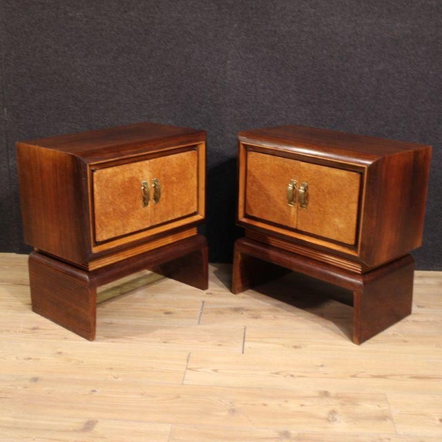 Wood 20th Century Italian Bedside Tables, 1950, Set of 2 For Sale - Image 7 of 13