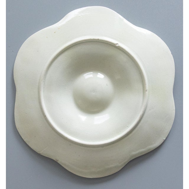 1900 - 1909 Antique French Saint Clement Luneville Majolica Green Seaweed Oyster Plate, Circa 1900 For Sale - Image 5 of 6