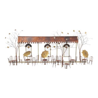 C. Jeré Attrib. Brass Parisian Café Bistro Wall Sculpture For Sale