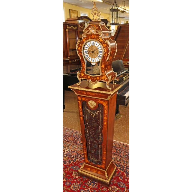 Inlaid Italian Rococo Tiffany & Co Musical Mantel Clock With Matching Pedestal Dimensions : Clock - 29" Tall X 14,5" Wide...