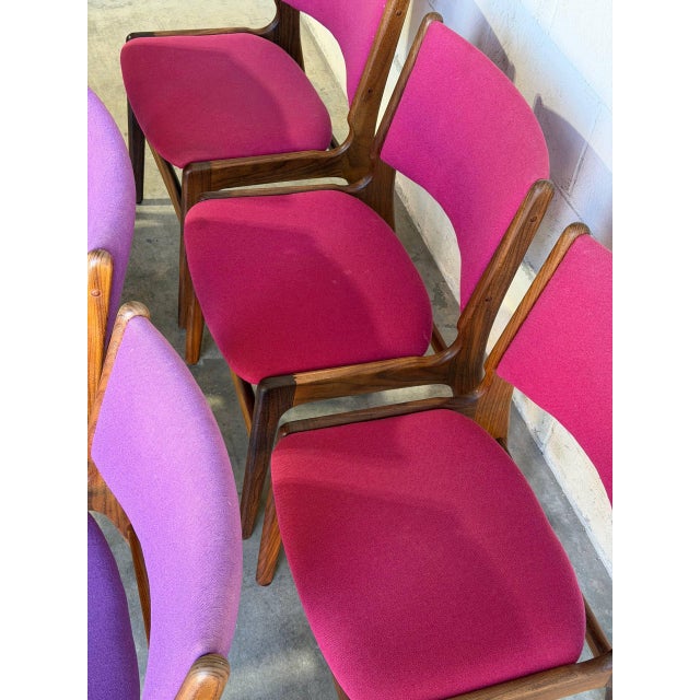 Rosewood Dining Chairs in Style of Erik Buch Upholstered Mid-Century Seating Set of 6 Denmark 1960s For Sale - Image 4 of 10
