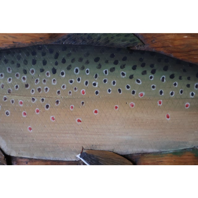 1977 Signed Carved Wood Trout Wall Sculpture, Attributed to Terry Hague For Sale - Image 11 of 18