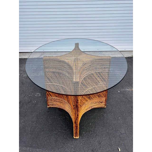 1960s Mid Century Rattan Dining Table or Breakfast Table | Gabriella Crespi Style For Sale - Image 5 of 12