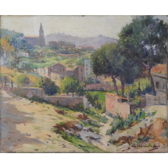 Impressionist Spanish or Catalan Mountain Village, 1890s-1910s, Oil on Canvas For Sale - Image 5 of 5