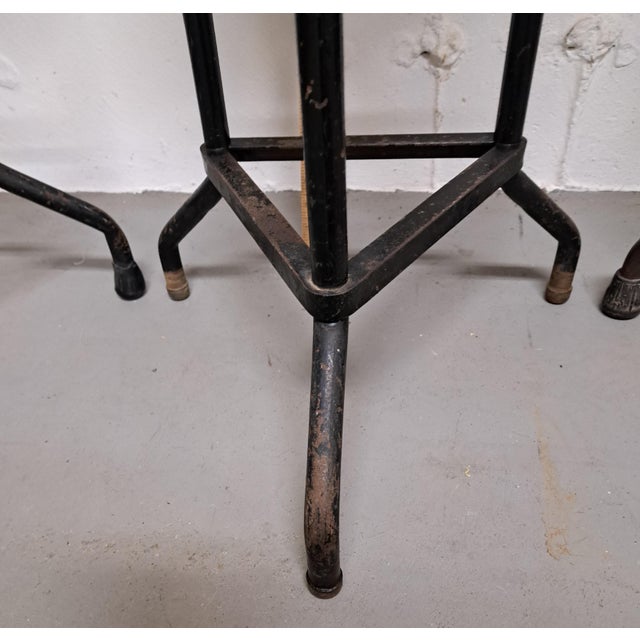 Wood Antique Industrial Vitek Adjustable Height Stools Set of Three For Sale - Image 7 of 18