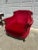 Hollywood Regency 19th Century Red Crimson Velvet Bergere Chair With Carved Wood Frame For Sale - Image 3 of 9
