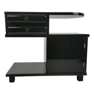 Art Deco Black Glossy Bedside Table, 1920s For Sale