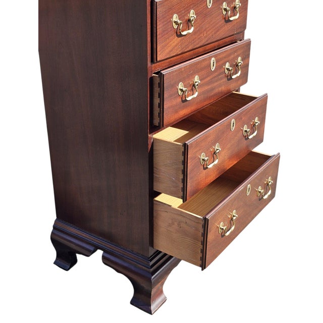 Vintage Council Chippendale-Style 7-Drawer Tallboy / Semainier / Lingerie Chest For Sale In Washington DC - Image 6 of 11