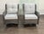 Design Plus Gallery presents a Pair of Gray All Weather Wicker Outdoor Swivel Glider Lounge Chairs. Each chair has a woven...