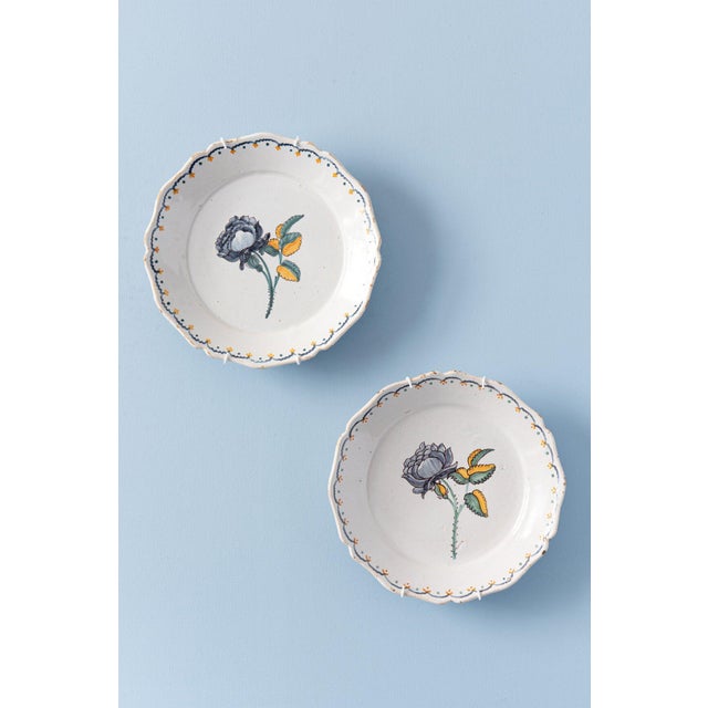 Manganese Rose Plates from Nevers Faience, 1700s, Set of 2 For Sale - Image 11 of 11