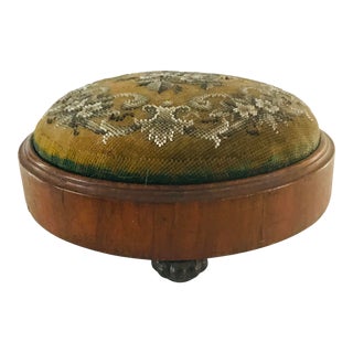 19th Century Victorian Beaded Walnut Foot Stool For Sale