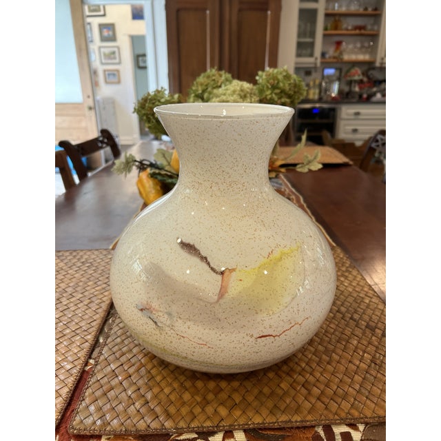 White Italian Handblown Glass Vases - A Pair For Sale - Image 8 of 9