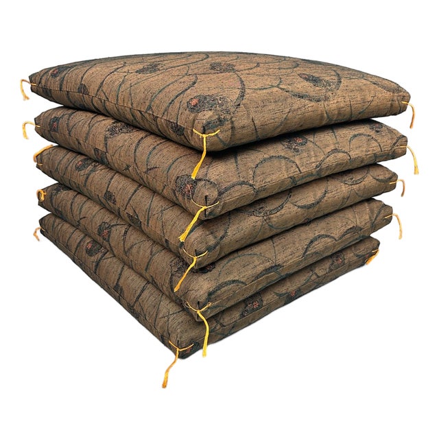 Vintage Japanese Zabuton Floor Cushions, 1980s, Set of 5 For Sale