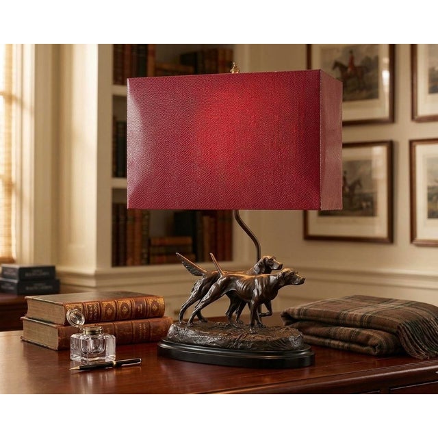 Bring bold designer energy to your favorite lamp with this deep red faux lizard–embossed rectangular shade, a striking...