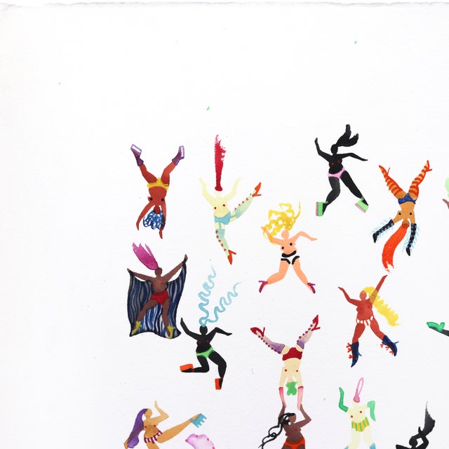2020s Showgirls Are Forever - Original Contemporary Figurative Mixed Media Painting on Paper by Marisa Mu For Sale - Image 5 of 6