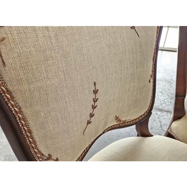 Set of Six Antique Walnut Dining Chairs in Louis XV Style With Hand-Carved Frames For Sale - Image 14 of 15