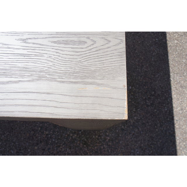 Restoration Hardware Parsons Style Machinto Rectangular Grey Oak Dining Table For Sale - Image 11 of 12