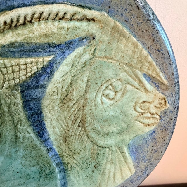 Signed Mid Century Modern Studio Pottery Charger in the Manner of Picasso For Sale - Image 4 of 9