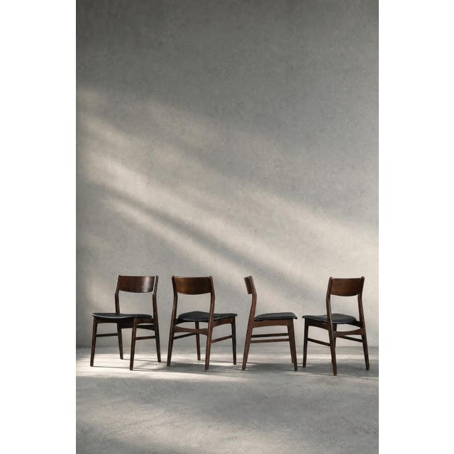 Brown Mid-Century Scandinavian Modern Dining Chairs in Beech and Rosewood, 1960s, Set of 4 For Sale - Image 8 of 18
