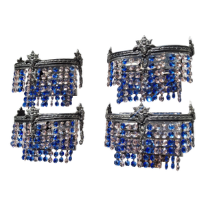 1920's Austrian Regency Saphire & Pale Pink Cut Crystal Wall Sconces Attrib. Palme & Walter Set of 4