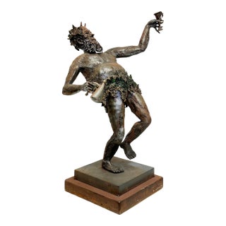 Large Stylized Metal Sculpture of Bacchus, Roman God of Wine For Sale