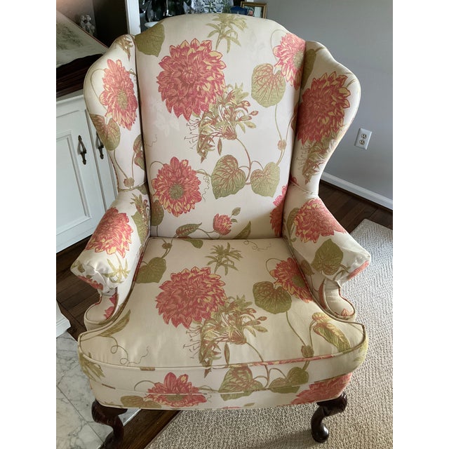 Pair of Updated Queen Anne Wingback Chairs For Sale In Philadelphia - Image 6 of 7