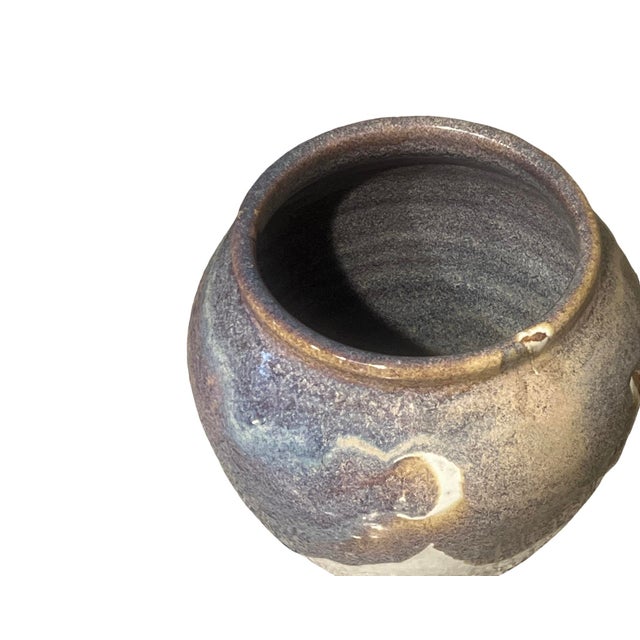 Mid-Century Modern Mid Century Modern Vintage Ceramic Large Studio Pottery Drip Glaze Stoneware Vase For Sale - Image 3 of 8