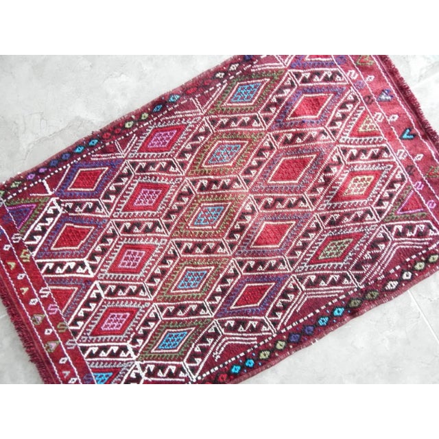 Vintage Geometrical Turkish Cicim Kilim Rug 1′10″ × 2′9″ For Sale - Image 4 of 8