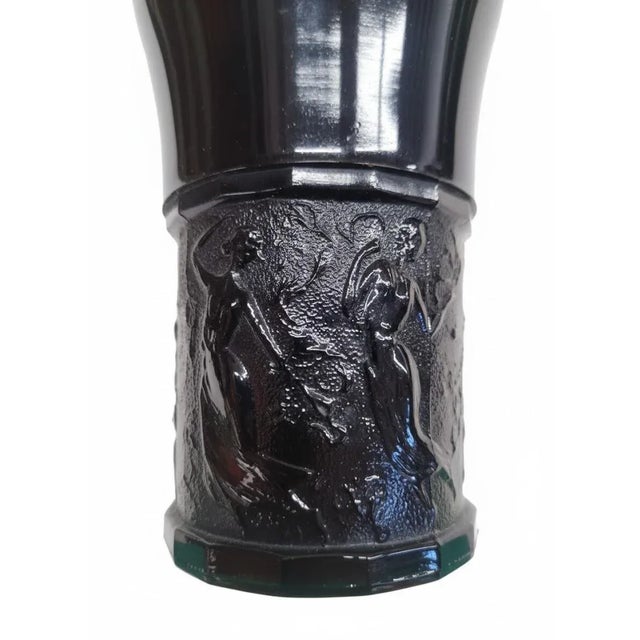 Art Deco Antique l.e. Smith Black Amethyst Glass Vase – Dancing Nymphs Art Deco 1930s For Sale - Image 3 of 9