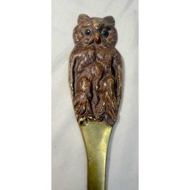 This antique cold painted heavy brass owl letter opener is a unique and high quality piece. Crafted from solid brass and...