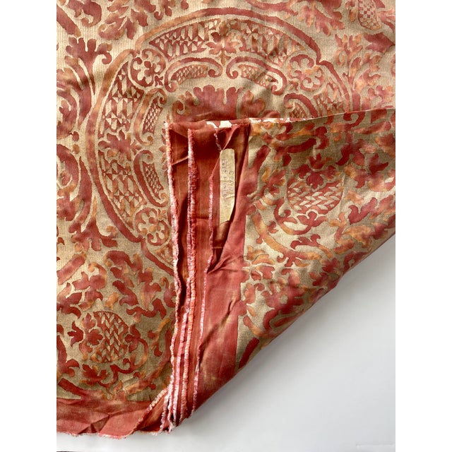Mariano Fortuny Authentic Mariano Fortuny “Orsini” Rust and Gold Textile - 5 Yards For Sale - Image 4 of 6